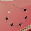 925 Sterling Silver Lightweight Italian Design Mother of Pearl Black Malachite Flower Adjustable Bracelet for Women