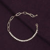 925 Sterling Silver CZ Minimalist Double Chain Tennis Paperclip Links & Box Chain Bracelet for Women