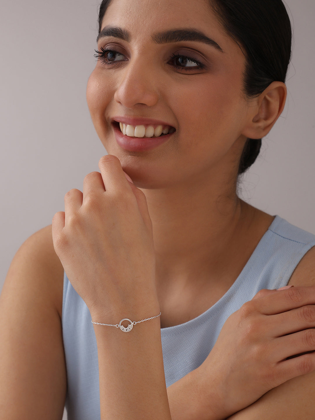 CZ Open Circle Cable Bracelet