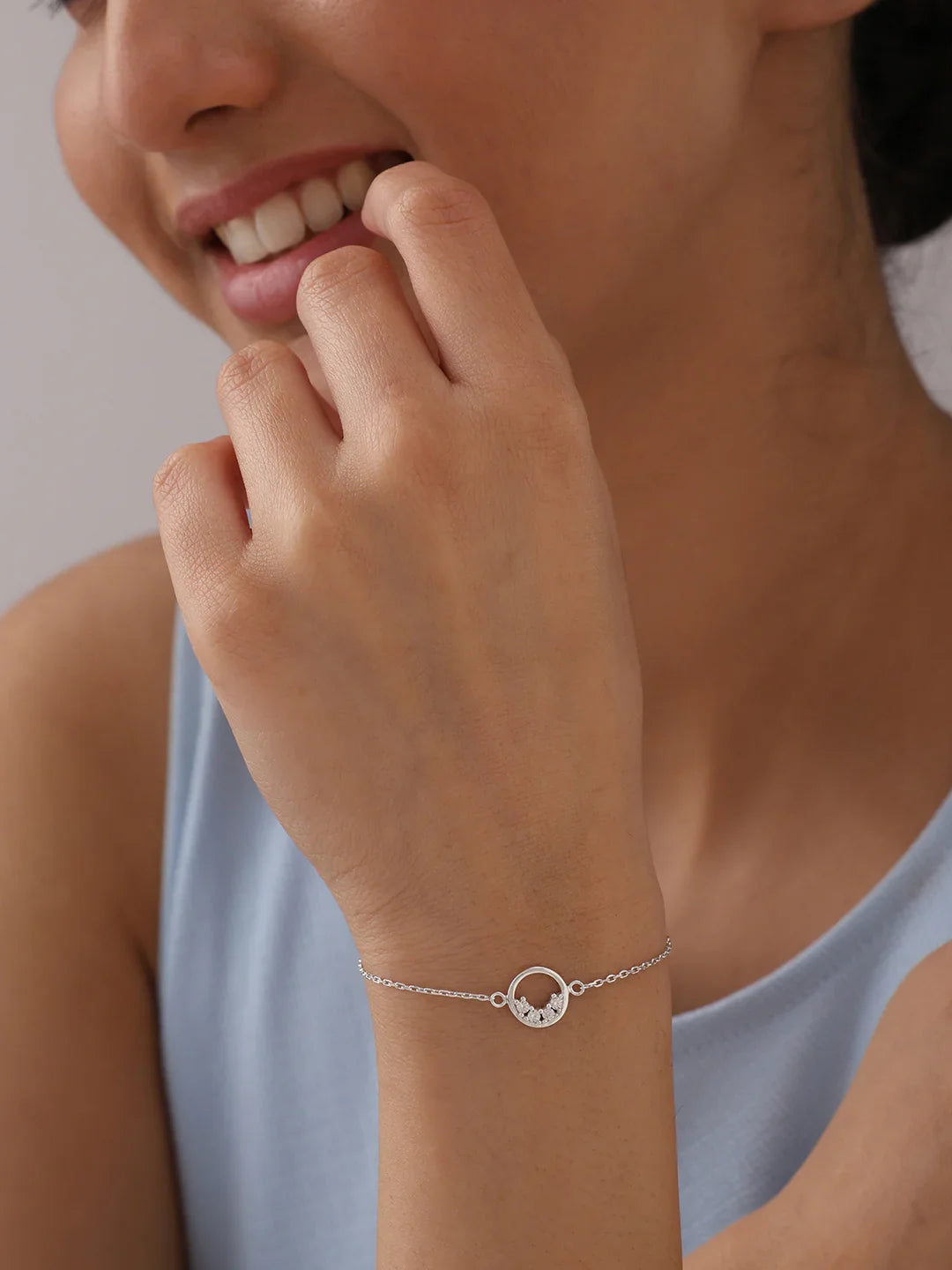 CZ Open Circle Cable Bracelet