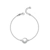925 Sterling Silver CZ Elegant Mini Crystal Open Circle Adjustable Cable Link Chain Bracelet for Women