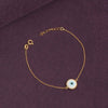 925 Sterling Silver 14K Gold Plated Protection Round Turkish Evil Eye Bracelet for Women Teen