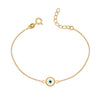 925 Sterling Silver 14K Gold Plated Protection Round Turkish Evil Eye Bracelet for Women Teen