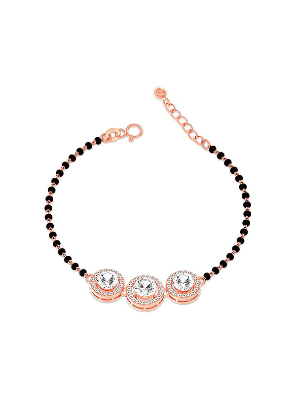 Round Shape Contemporary Hand Mangalsutra Bracelet in Rose Gold