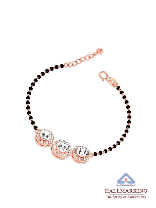 Round Shape Contemporary Hand Mangalsutra Bracelet in Rose Gold