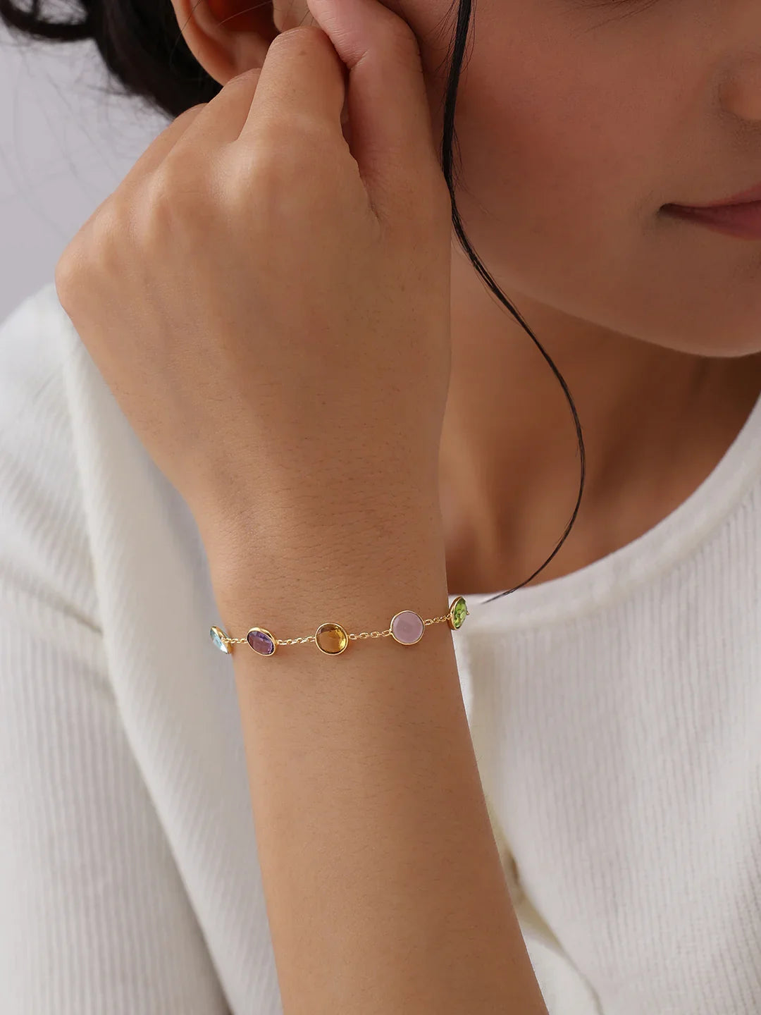 Golden Aurora Multicolor Stone Bracelet