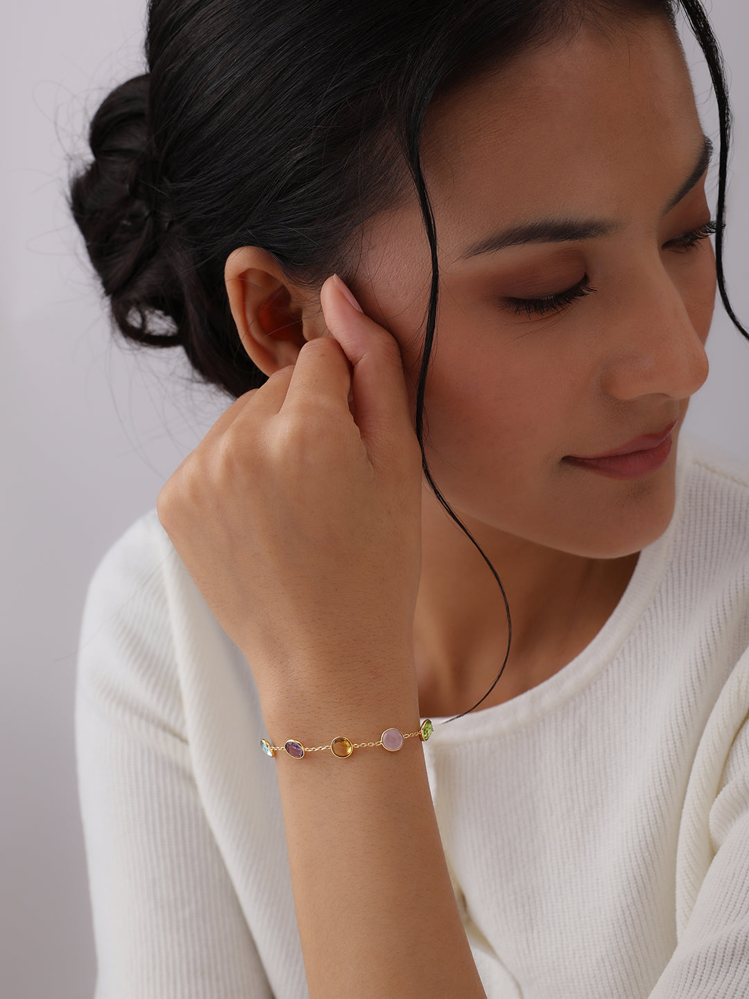 Golden Aurora Multicolor Stone Bracelet