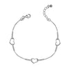 925 Sterling Silver CZ Open Love Heart Station Adjustable Cable Chain Link Bracelet for Women Teen
