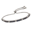 925 Sterling Silver Rhodium Plated Blue Sapphire and Cubic Zirconia Tennis Sliding Bolo Bracelet With Premium Mother's Day Gift Box for Women