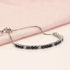 925 Sterling Silver Rhodium Plated Blue Sapphire and Cubic Zirconia Tennis Sliding Bolo Bracelet With Premium Mother's Day Gift Box for Women
