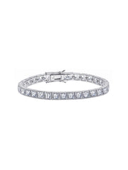 Square Cushion-Cut Cubic Zirconia Silver Tennis Bracelet