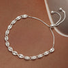925 Sterling Silver Puffed Mariner Link Chain Adjustable Sliding Bolo Bracelet For Women