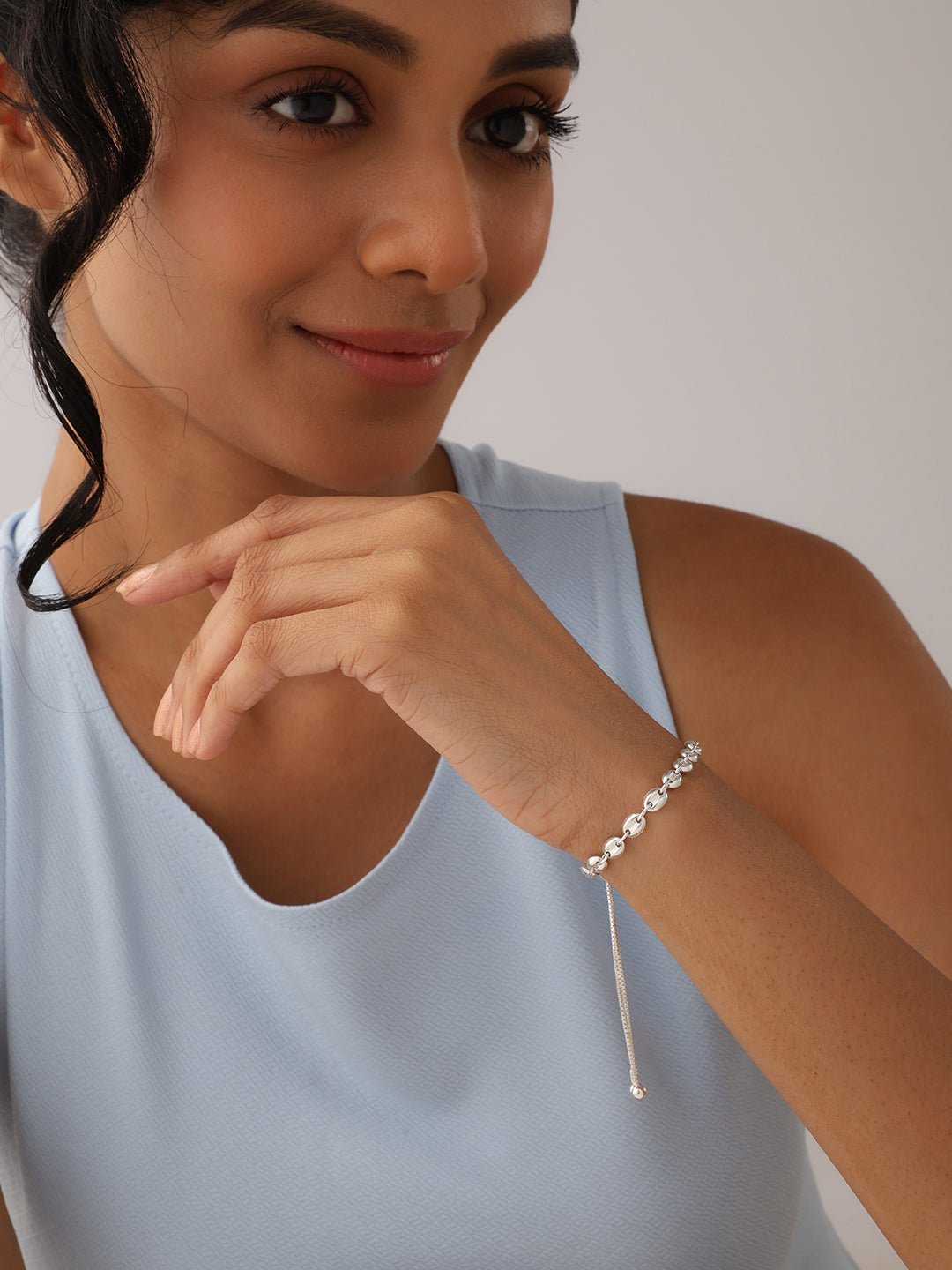 Minimal Silver Slider Bracelet