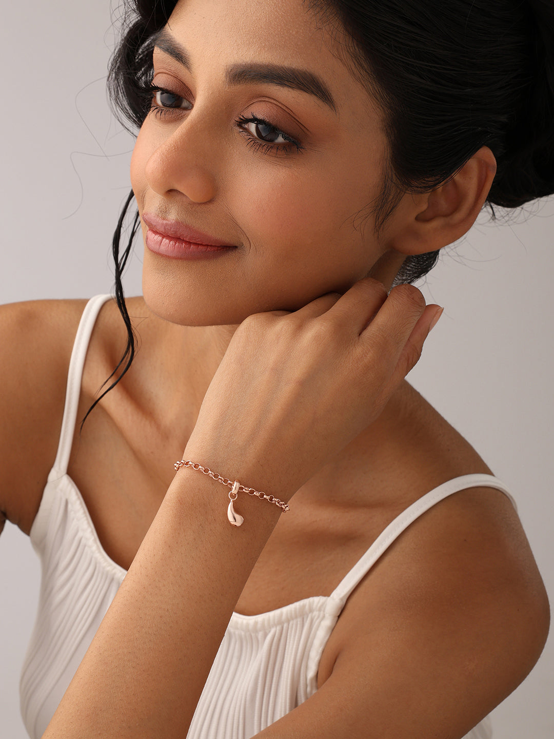925 Sterling Silver Jewellery | 14K Rose Gold-Plated Teardrop Lyssara Bracelet | acpl-ecom.myshopify.com