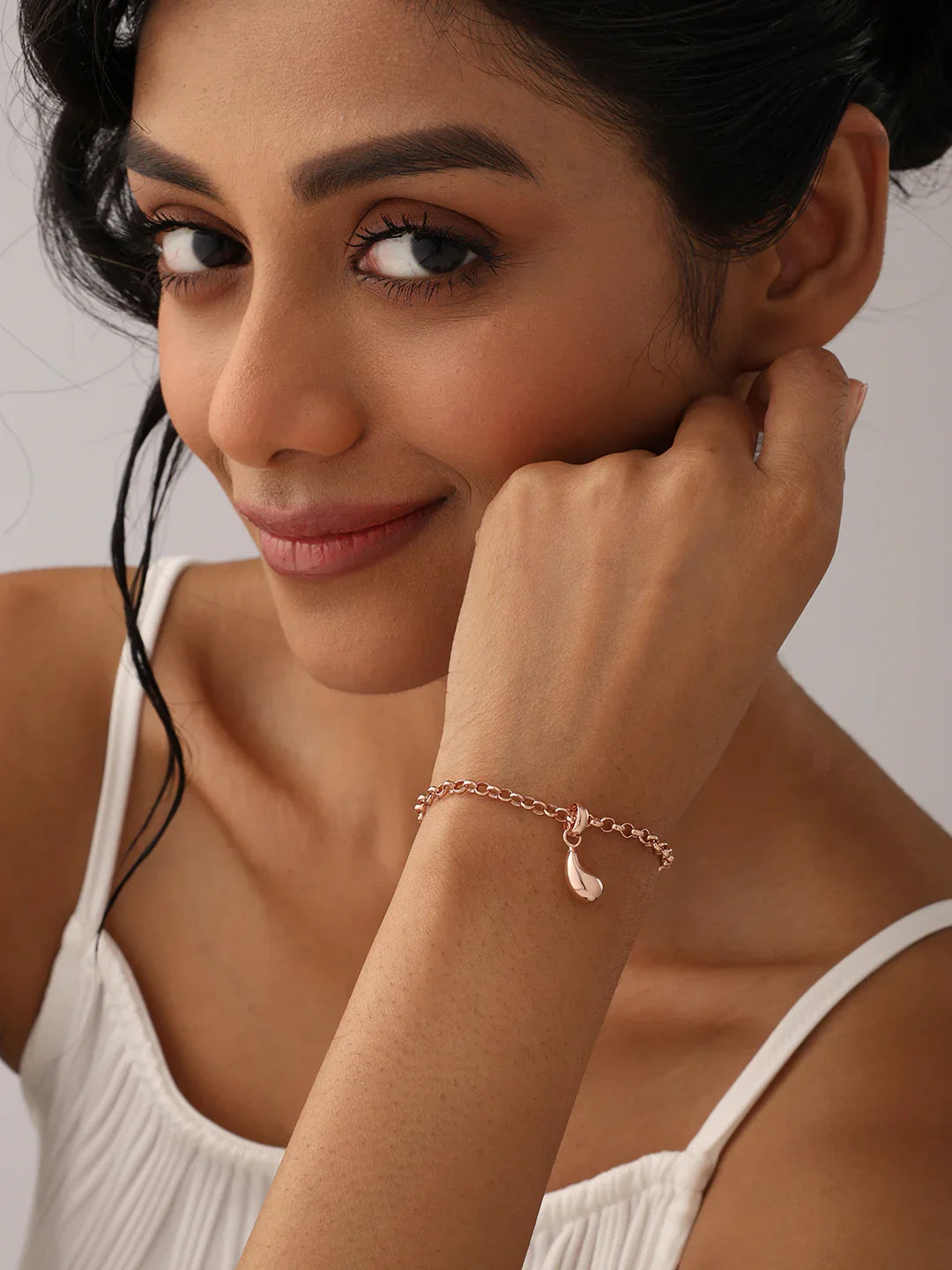 925 Sterling Silver Jewellery | 14K Rose Gold-Plated Teardrop Lyssara Bracelet | acpl-ecom.myshopify.com