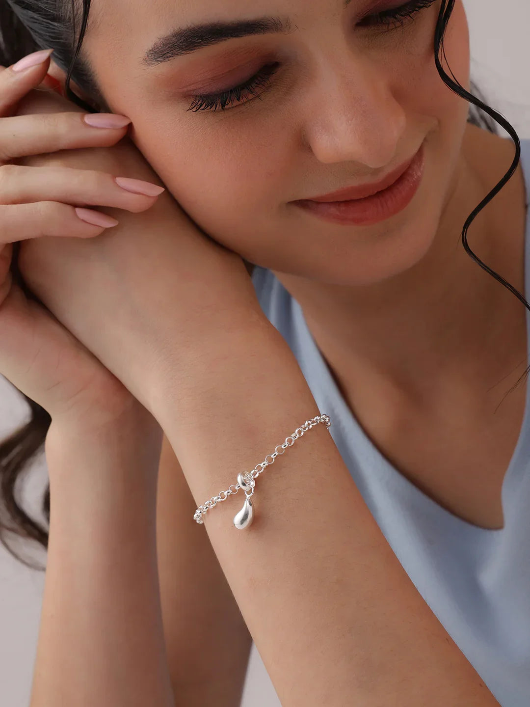Teardrop Charm Rolo Bracelet