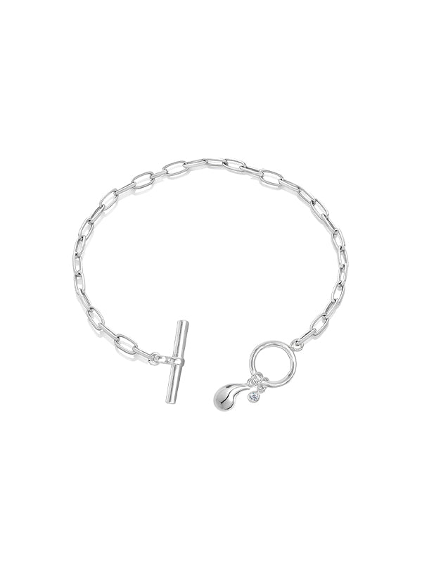 Italian Paperclip Waterdrop CZ Bracelet