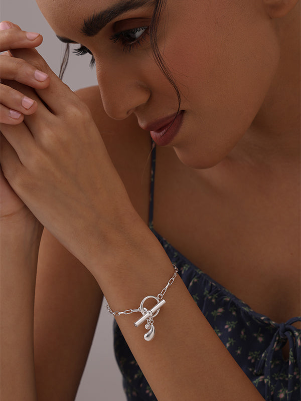 Italian Paperclip Waterdrop CZ Bracelet