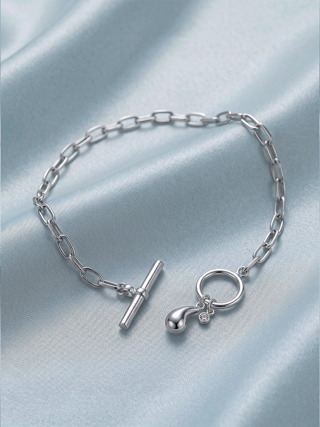 Italian Paperclip Waterdrop CZ Bracelet