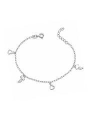 Silver Amora Heart & Key Charm Bracelet