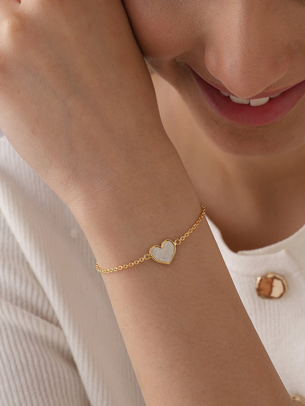 Golden Amora Mother of Pearl Heart Bracelet