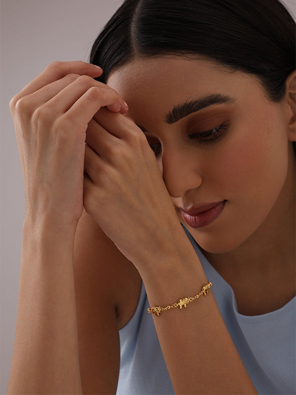 925 Sterling Silver Jewellery | 14K Gold-Plated Majestic Elephant Bolo Bracelet | acpl-ecom.myshopify.com