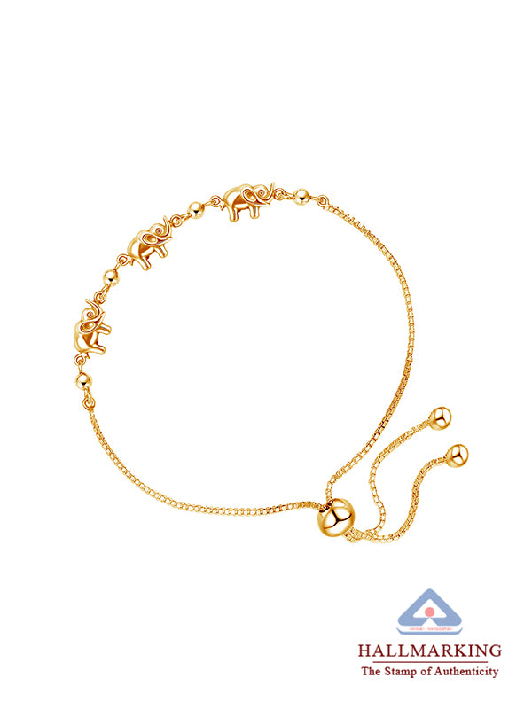 14K Gold-Plated Majestic Elephant Bolo Bracelet