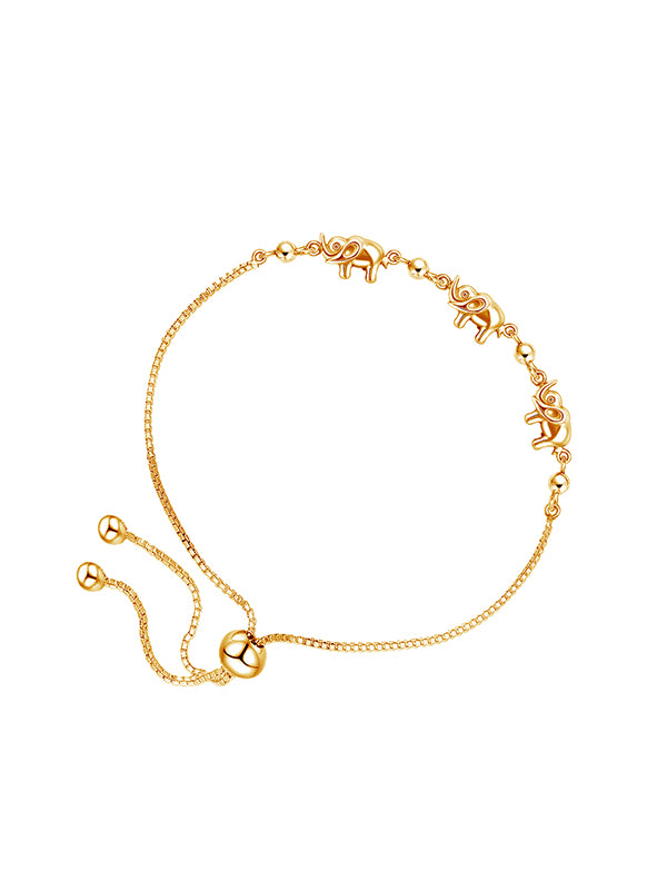 925 Sterling Silver Jewellery | 14K Gold-Plated Majestic Elephant Bolo Bracelet | acpl-ecom.myshopify.com