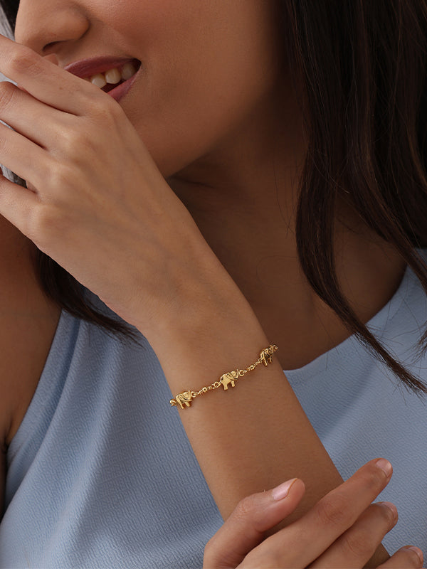 925 Sterling Silver Jewellery | 14K Gold-Plated Majestic Elephant Bolo Bracelet | acpl-ecom.myshopify.com
