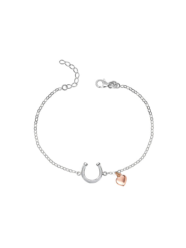 925 Sterling Silver Jewellery | 14K Rose-Gold Horseshoe-Heart Harmony Bracelet | acpl-ecom.myshopify.com
