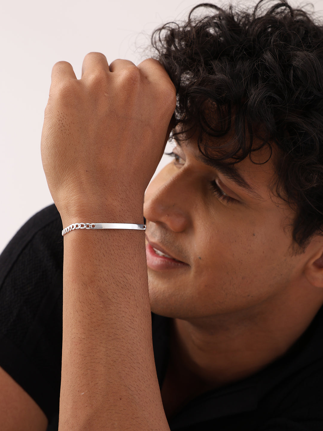 Men's Silver ID Bracelet - Gift For Brother