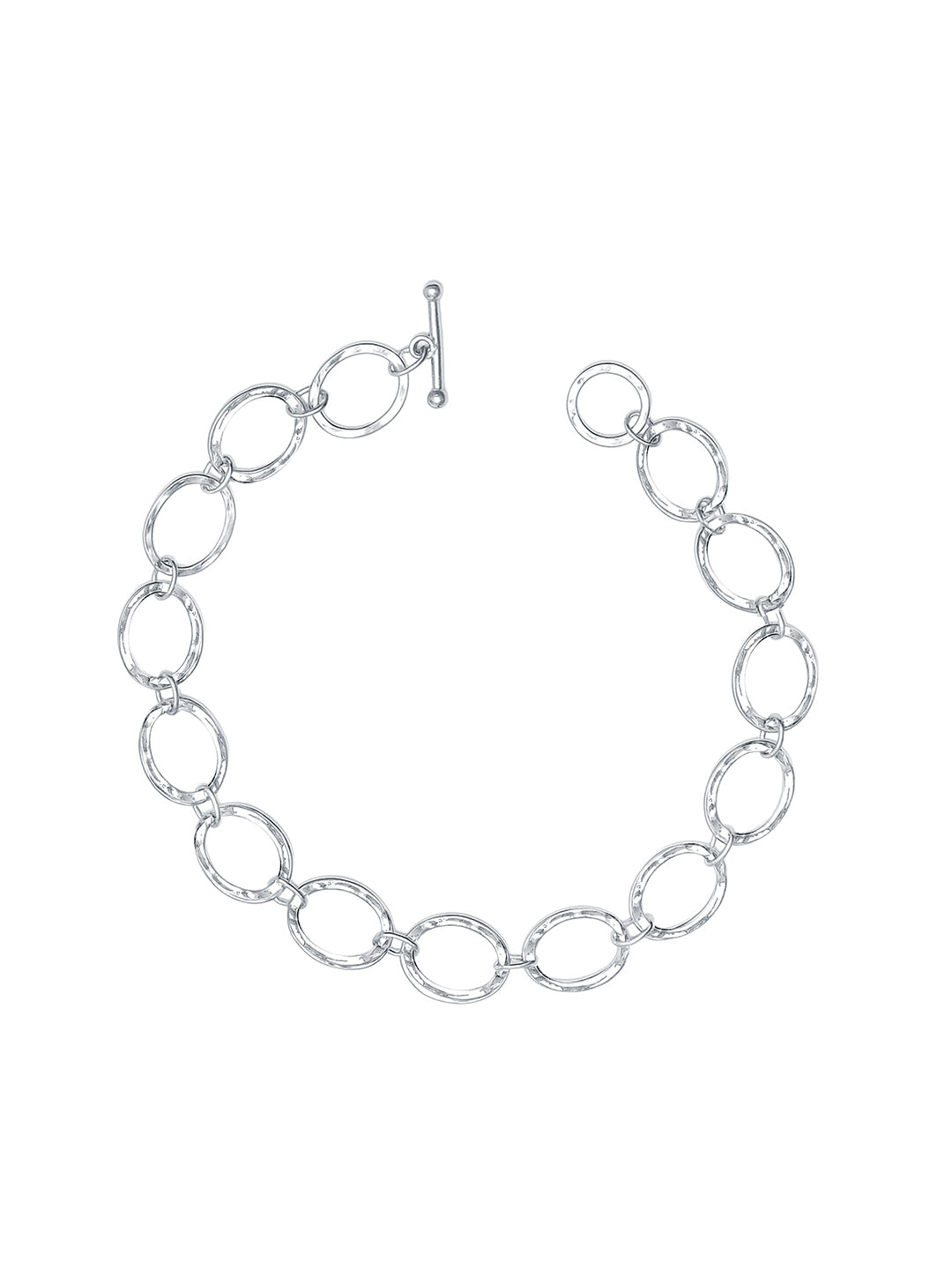 Martella Hammered Oval Circle T-Bar Women's Bracelet