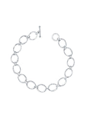 Martella Hammered Oval Circle T-Bar Women's Bracelet