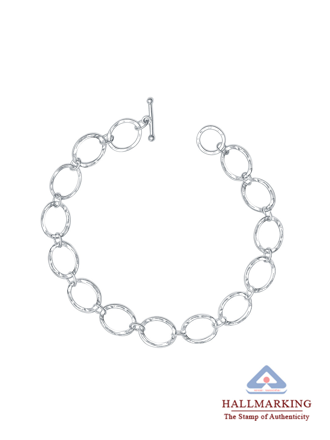 Martella Hammered Oval Circle T-Bar Women's Bracelet