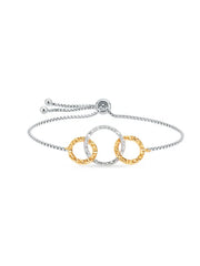 Elara Two-Tone Interlocking Circles Adjustable Bracelet
