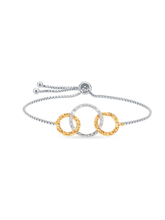 Elara Two-Tone Interlocking Circles Adjustable Bracelet