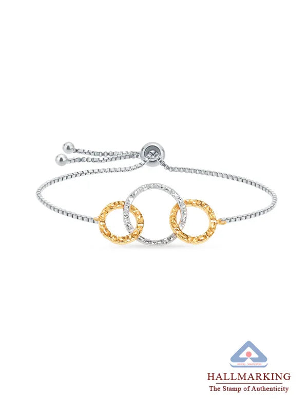 Elara Two-Tone Interlocking Circles Adjustable Bracelet