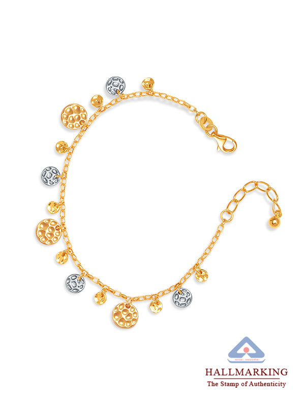 Radiant Rhythm Two-Tone Hammered Disc Silver Bracelet