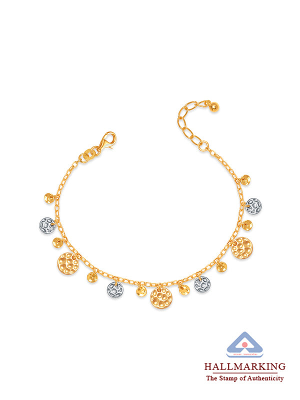 Radiant Rhythm Two-Tone Hammered Disc Silver Bracelet
