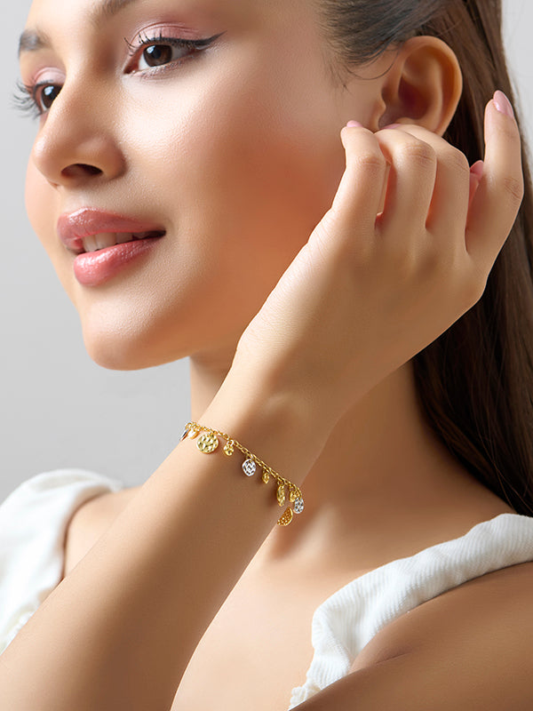 Radiant Rhythm Two-Tone Hammered Disc Silver Bracelet