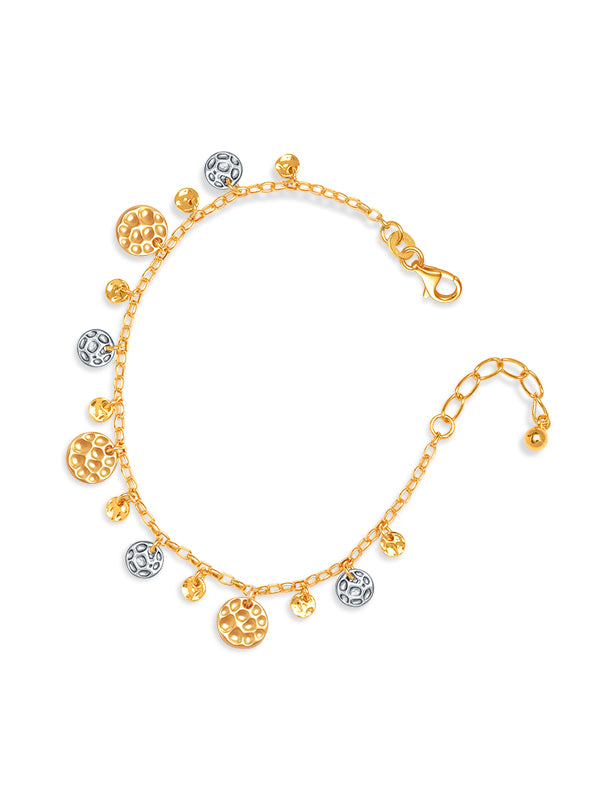 Radiant Rhythm Two-Tone Hammered Disc Silver Bracelet