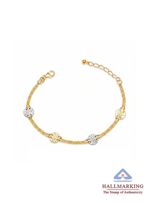 Iria Hammered Texture Dual Tone Station Bracelet for Women with hallmark
