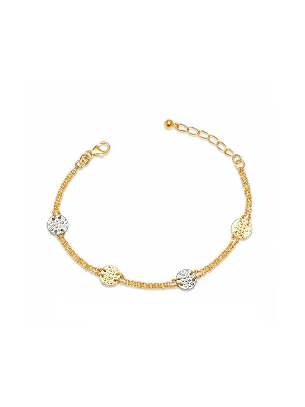 Iria Hammered Texture Dual Tone Station Bracelet for Women