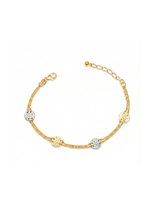 Iria Hammered Texture Dual Tone Station Bracelet for Women