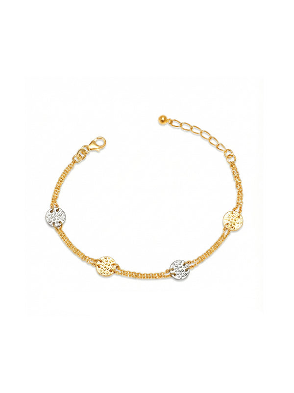 Iria Hammered Texture Dual Tone Station Bracelet for Women