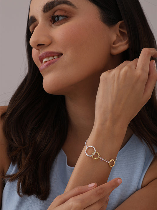 Unity Glow Two-Tone Interlocking Circle Link Bracelet