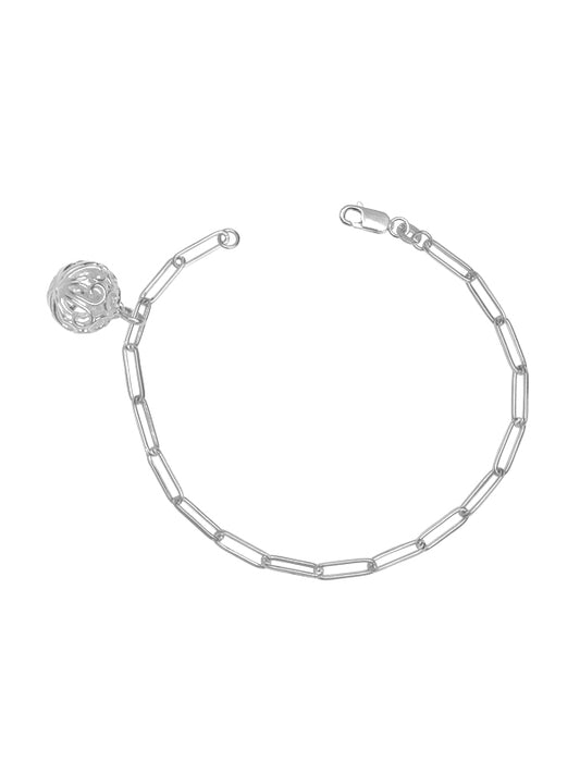 Silver Whimsy Filigree Charm Paperclip Chain Bracelet