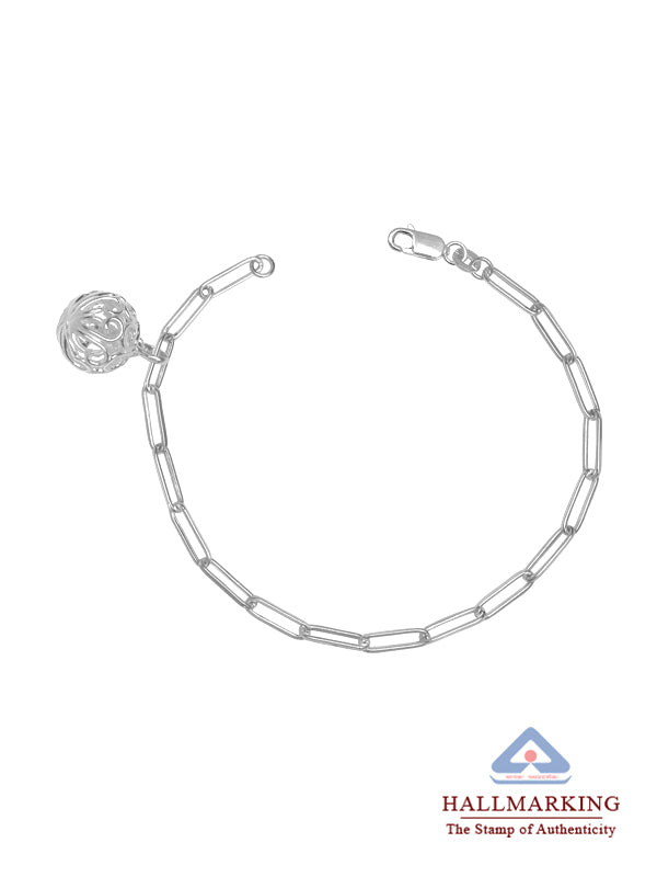 Silver Whimsy Filigree Charm Paperclip Chain Bracelet