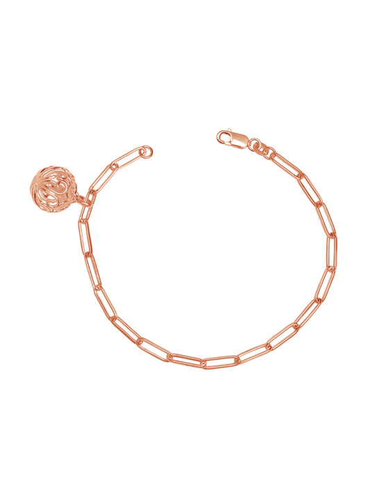 Rose Radiance Filigree Charm Paperclip Chain Bracelet