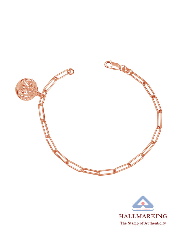 Rosé Radiance Filigree Charm Paperclip Chain Bracelet